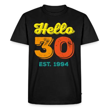 Bonjour 30 1994 Anniversaire - T-shirt Premium bio Homme - noir - Devant - Nico (187cm)