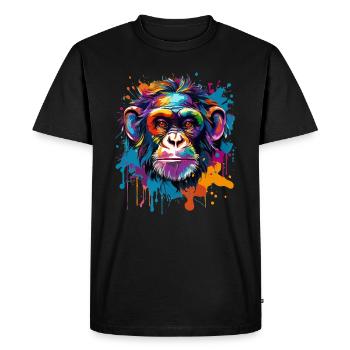 Chimpanzé coloré, éclaboussures de peinture, éclaboussures de peinture - T-shirt Premium bio Homme - noir - Devant - Nico (187cm)