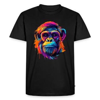 Colorful bonobo paint splashes of paint - Men's Premium Organic T-Shirt - black - Front - Nico (187cm)