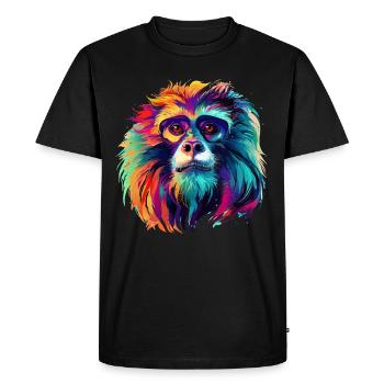 Gibbon coloré, éclaboussures de peinture, éclaboussures de peinture - T-shirt Premium bio Homme - noir - Devant - Nico (187cm)