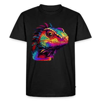 Peinture de lézard coloré blobs éclaboussures de peinture - T-shirt Premium bio Homme - noir - Devant - Nico (187cm)