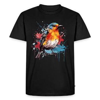 Colorful Robin, Splashes of Paint, Splashes of Paint - Men's Premium Organic T-Shirt - black - Front - Nico (187cm)