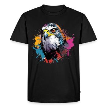 Faucon pèlerin coloré, éclaboussures de peinture, éclaboussures de peinture - T-shirt Premium bio Homme - noir - Devant - Nico (187cm)