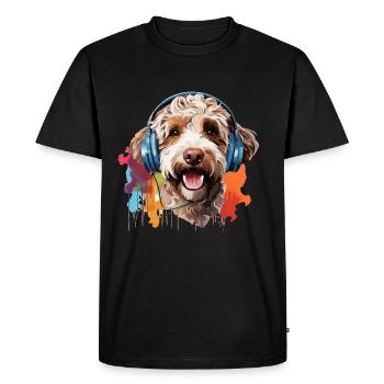Lagotto Romagnolo coloré avec casque - T-shirt Premium bio Homme - noir - Devant - Nico (187cm)