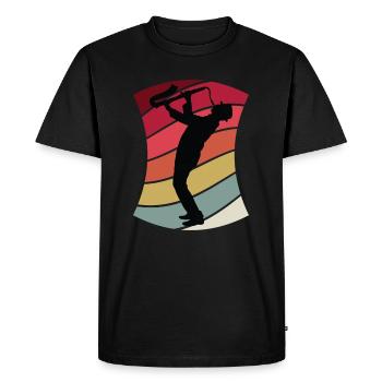 Saxophones Jazz Rétro - T-shirt Premium bio Homme - noir - Devant - Nico (187cm)