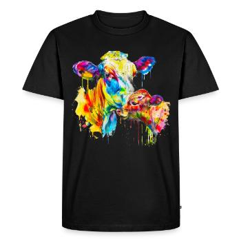 vache et son veau, maman vache - T-shirt Premium bio Homme - noir - Devant - Nico (187cm)