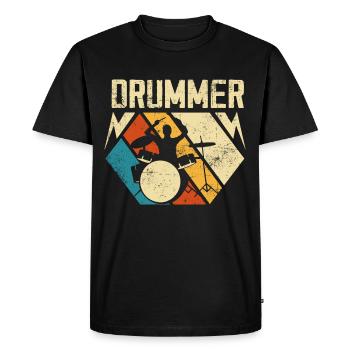 Batterie Batteur - T-shirt Premium bio Homme - noir - Devant - Nico (187cm)