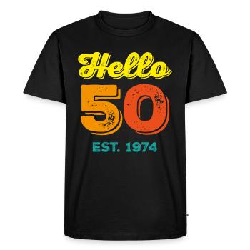 Millésime 1974 - T-shirt Premium bio Homme - noir - Devant - Nico (187cm)