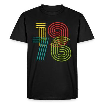 Vintage 1976 - Männer Premium Bio T-Shirt - Schwarz - Vorne - Nico (187cm)