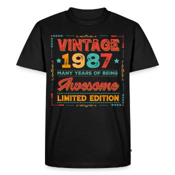 Millésime 1987 - T-shirt Premium bio Homme - noir - Devant - Nico (187cm)