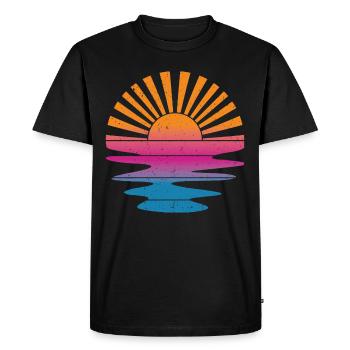Coucher de soleil d’été vintage - T-shirt Premium bio Homme - noir - Devant - Nico (187cm)