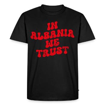 En Albanie, nous faisons confiance - T-shirt Premium bio Homme - noir - Devant - Nico (187cm)
