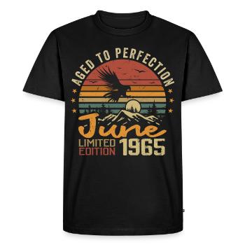 Vintage Juin 1965 Juin 1965 né en Juin 1965 Rétro - T-shirt Premium bio Homme - noir - Devant - Nico (187cm)