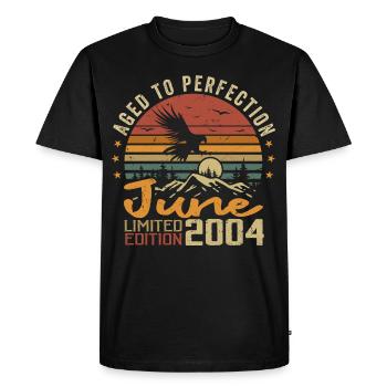 Vintage Juin 2004 Juin 2004 né en Juin 2004 Rétro - T-shirt Premium bio Homme - noir - Devant - Nico (187cm)