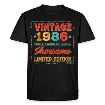 Millésime 1986 - T-shirt Premium bio Homme - noir - Devant - Nico (187cm)