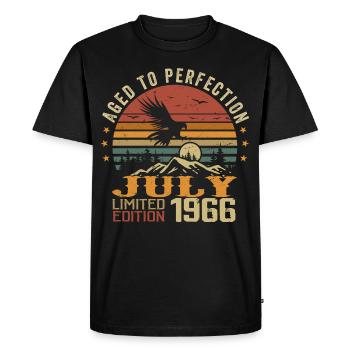 Vintage July 1966 Anniversary July 1966 - Men's Premium Organic T-Shirt - black - Front - Nico (187cm)