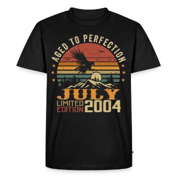 Millésime Juillet 2004 Anniversaire Juillet 2004 - T-shirt Premium bio Homme - noir - Devant - Nico (187cm)
