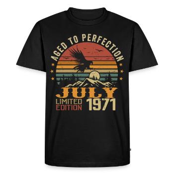 Millésime Juillet 1971 Anniversaire Juillet 1971 - T-shirt Premium bio Homme - noir - Devant - Nico (187cm)