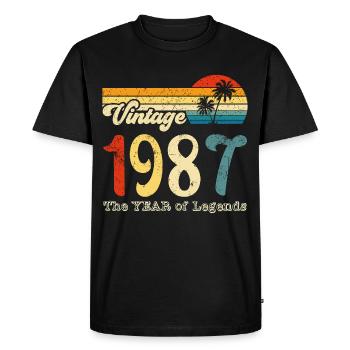 Millésime 1987 - T-shirt Premium bio Homme - noir - Devant - Nico (187cm)