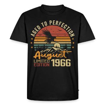Millésime Août 1966 Cadeau Anniversaire Août 1966 - T-shirt Premium bio Homme - noir - Devant - Nico (187cm)