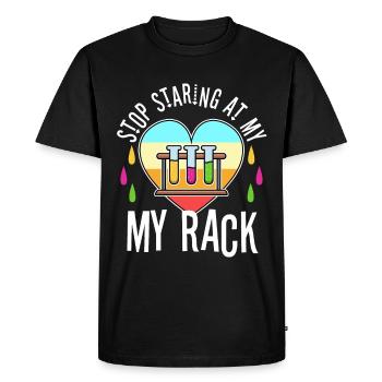 Arrêtez de regarder mon rack - T-shirt Premium bio Homme - noir - Devant - Nico (187cm)