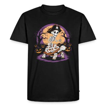 Skeleton riding a turtle on Halloween - Men's Premium Organic T-Shirt - black - Front - Nico (187cm)