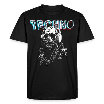 TECHNO - T-shirt Premium bio Homme - noir - Devant - Nico (187cm)