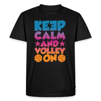 Restez calme et volez - T-shirt Premium bio Homme - noir - Devant - Nico (187cm)