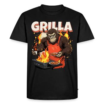 Grilling Grilla Griller Gorilla BBQ Saying Funny - Men's Premium Organic T-Shirt - black - Front - Nico (187cm)