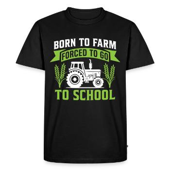 Born to Farm Forced to go to School - Men's Premium Organic T-Shirt - black - Front - Nico (187cm)