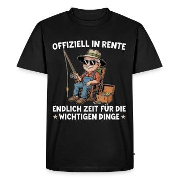 Angler in Rente - Zeit für die wichtigen Dinge - Männer Premium Bio T-Shirt - Schwarz - Vorne - Nico (187cm)