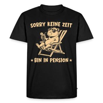 Pensionär - Capybara Keine Zeit Bin in Pension - Männer Premium Bio T-Shirt - Schwarz - Vorne - Nico (187cm)