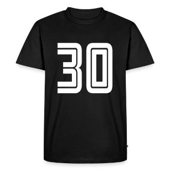 Jersey number 30 – 30th anniversary gift - Men's Premium Organic T-Shirt - black - Front - Nico (187cm)