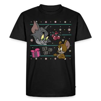 Tom et Jerry Noël Oh ! Oh ! Oh ! - T-shirt Premium bio Homme - noir - Devant - Nico (187cm)