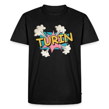 Turin Torino Italy City Font Pop Art Comic - Men's Premium Organic T-Shirt - black - Front - Nico (187cm)
