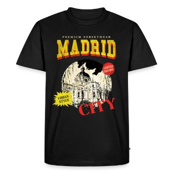 Madrid Spain City Skyline Vintage Retro - Men's Premium Organic T-Shirt - black - Front - Nico (187cm)
