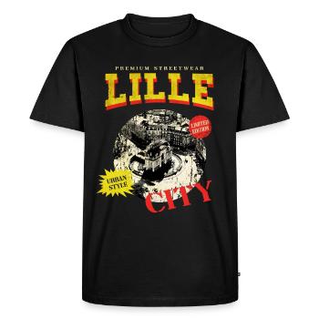 Lille France City Skyline Vintage Rétro - T-shirt Premium bio Homme - noir - Devant - Nico (187cm)