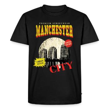 Manchester Angleterre UK City Skyline Vintage Rétro - T-shirt Premium bio Homme - noir - Devant - Nico (187cm)