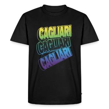 Cagliari Italy City Font Skyline Home - Men's Premium Organic T-Shirt - black - Front - Nico (187cm)