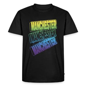 Manchester Angleterre UK City Font Skyline Accueil - T-shirt Premium bio Homme - noir - Devant - Nico (187cm)