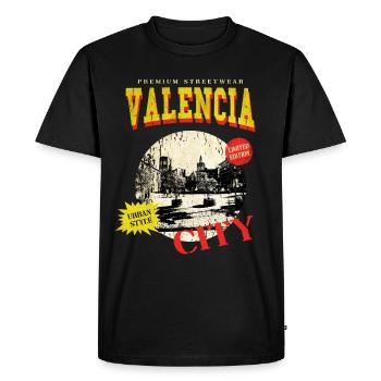 Valence Espagne Ville Skyline Vintage Rétro - T-shirt Premium bio Homme - noir - Devant - Nico (187cm)