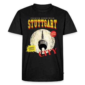 Stuttgart Germany City Skyline Vintage Retro - Men's Premium Organic T-Shirt - black - Front - Nico (187cm)