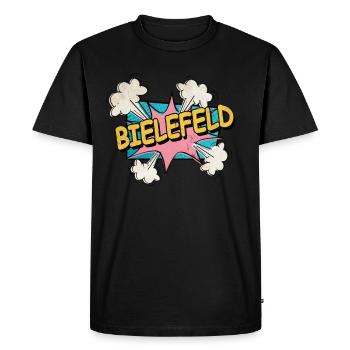 Bielefeld Germany City Font Pop Art Comic - Men's Premium Organic T-Shirt - black - Front - Nico (187cm)