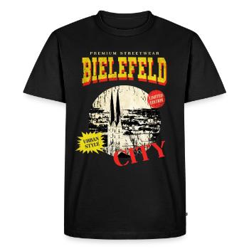 Bielefeld Germany City Skyline Vintage Retro - Men's Premium Organic T-Shirt - black - Front - Nico (187cm)