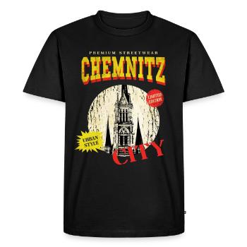 Chemnitz Allemagne City Skyline Vintage Rétro - T-shirt Premium bio Homme - noir - Devant - Nico (187cm)