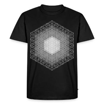 Fleur fractale de vie Géométrie sacrée - T-shirt Premium bio Homme - noir - Devant - Nico (187cm)