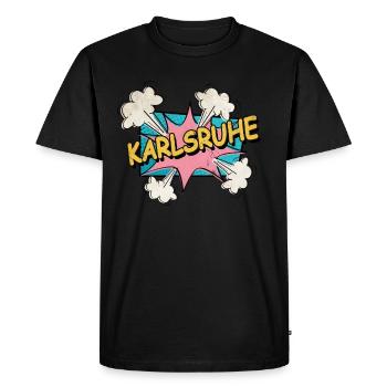 Karlsruhe Germany City Font Pop Art Comic - Men's Premium Organic T-Shirt - black - Front - Nico (187cm)