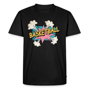 Basketball Pop Art Cartoon Comic Font - T-shirt Premium bio Homme - noir - Devant - Nico (187cm)