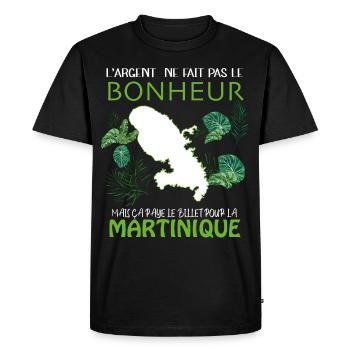 Martinique C'est Du Bonheur Billet Départ - T-shirt Premium bio Homme - noir - Devant - Nico (187cm)