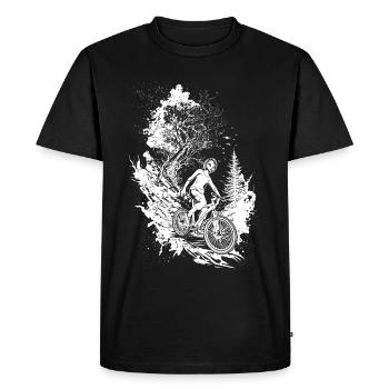 Wilderness adventure: a perfect shirt for bikers. - Men's Premium Organic T-Shirt - black - Front - Nico (187cm)